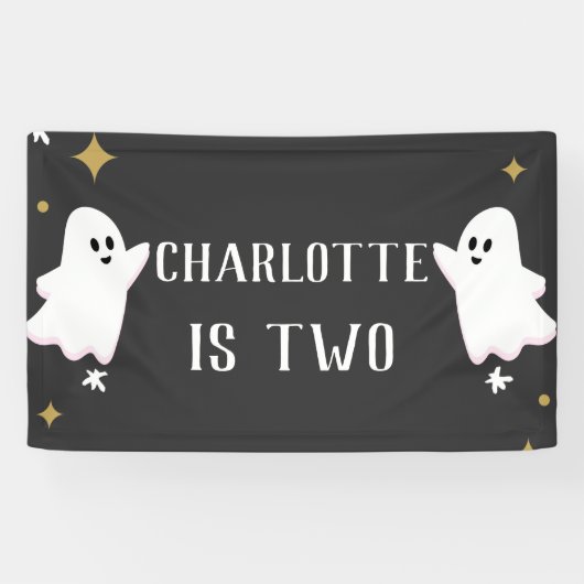 Onze kleine boe draait twee verjaardag foto spandoek (Horizontaal)