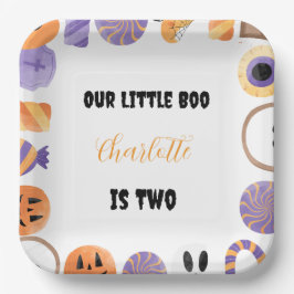 Onze kleine boe Halloween 2e verjaardagsfeest Papieren Bordje