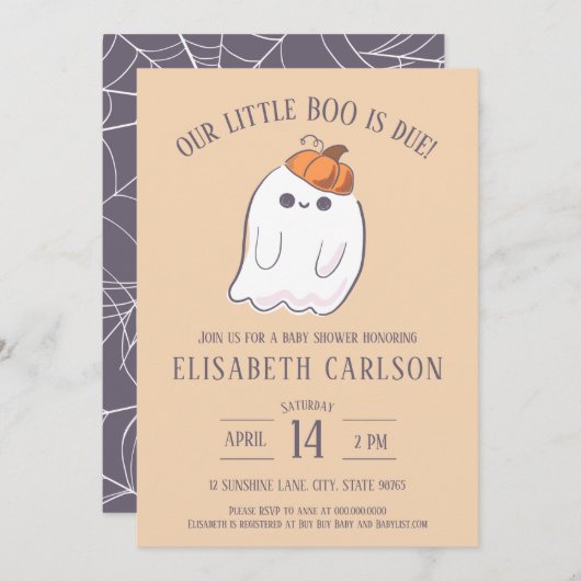 Onze kleine boe is de uitnodiging van Ghost Baby s (Voorkant / Achterkant)