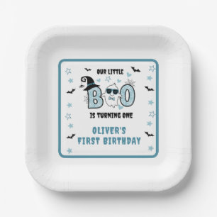 ONZE KLEINE BOE WORDT EEN BLAUWE 1E VERJAARDAG PAPIEREN BORDJE