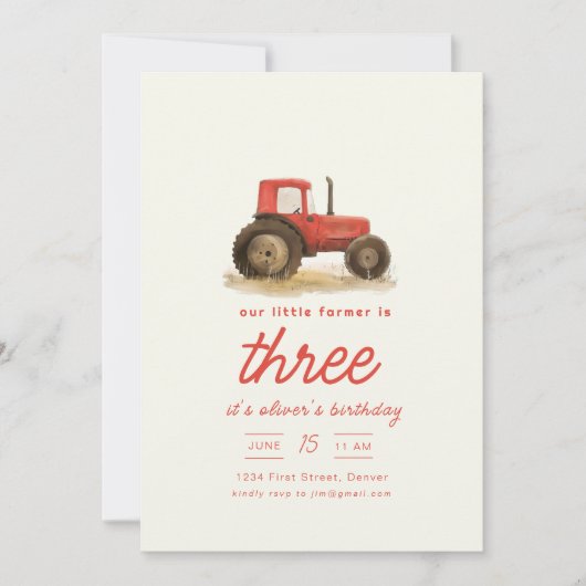 Onze Kleine Boer Tractoren Verjaardagsfeest Uitnod Kaart (Voorkant)