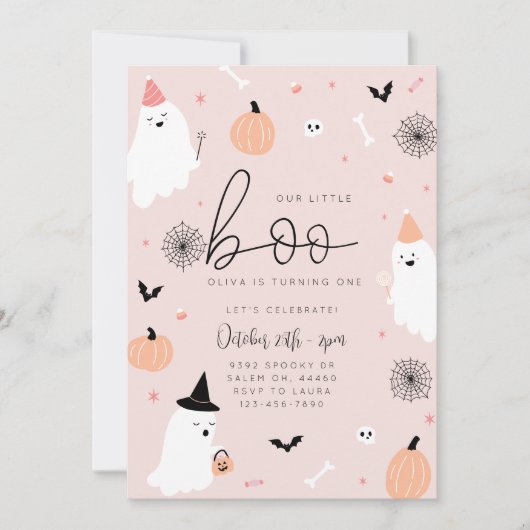 Onze kleine boo - 1e verjaardag Halloween uitnodig Save The Date (Voorkant)