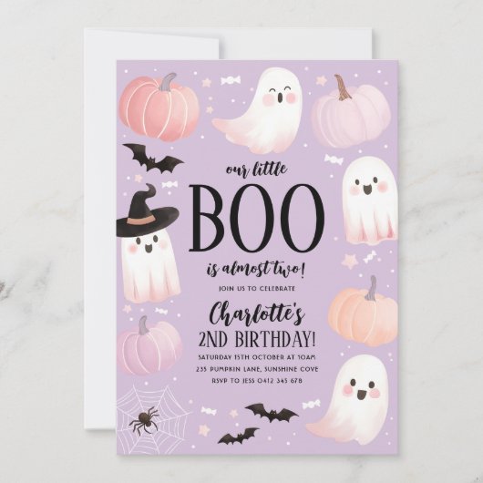 Onze kleine Boo 2e Verjaardag Uitnodiging Hallowee (Voorkant)