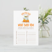 Onze kleine boo Baby shower wat Baby item spel Informatiekaartje (Staand voorkant)