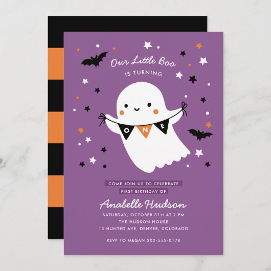 Onze kleine Boo Cute Kinder Halloween eerste verja Kaart (Voorkant / Achterkant)