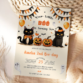 Onze kleine boo draaien twee zwarte kat Halloween Kaart