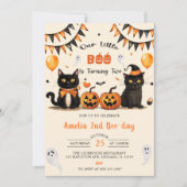 Onze kleine boo draaien twee zwarte kat Halloween Kaart (Voorkant)