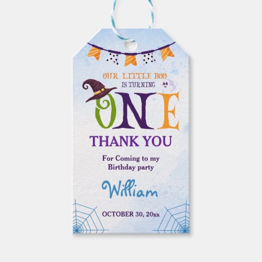 Onze kleine Boo Halloween 1e verjaardag Dank je Cadeaulabel (Voorkant)