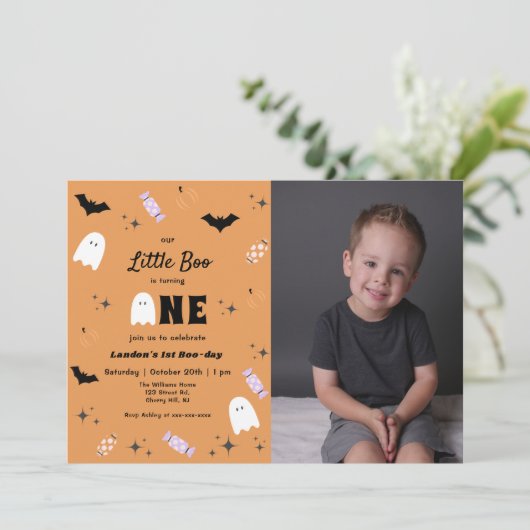 Onze kleine Boo Halloween 1e verjaardag Kaart (Staand voorkant)