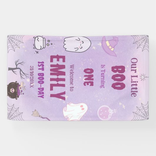 Onze kleine Boo Halloween 1e verjaardag Spandoek (Horizontaal)