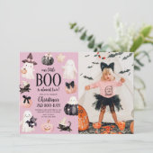 Onze kleine Boo Halloween 2e Verjaardag Party Foto Kaart (Staand voorkant)