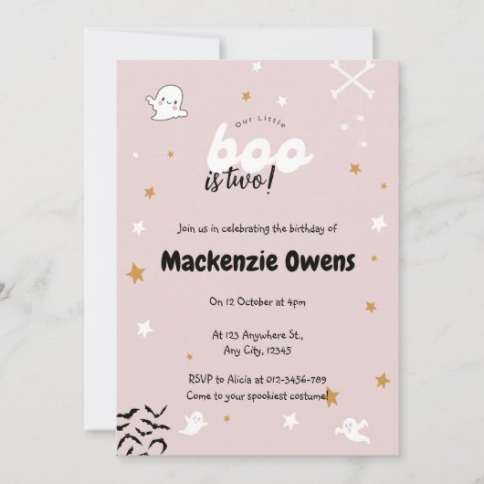 Onze kleine boo is twee Schattigee roze verjaardag Kaart (Voorkant)