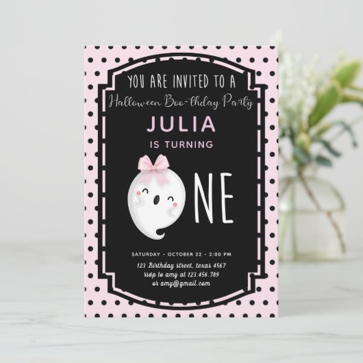 Onze kleine Boo Meisje Eerste Verjaardag Kaart (Staand voorkant)