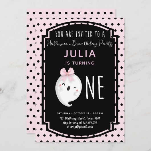 Onze kleine Boo Meisje Eerste Verjaardag Kaart (Voorkant / Achterkant)