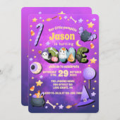 Onze kleine Boo Paarse Halloween 1e verjaardag Bab Kaart (Voorkant / Achterkant)