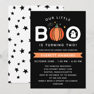 Onze kleine Boo Pumpkin Halloween Birthday Party Kaart