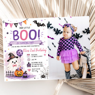 Onze Kleine Boo Wordt Twee Verjaardagsfeestje Foto Kaart