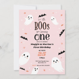 Onze kleine Boos roze Twin Halloween Eerste Verjaa Kaart