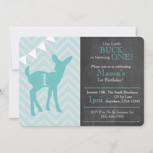 Onze kleine buck draait een verjaardagsuitnodiging kaart (Voorkant)