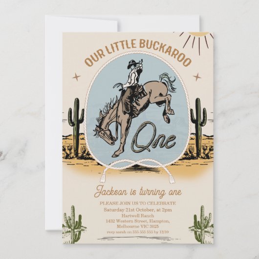  Onze Kleine Buckaroo Western 1e Verjaardag Kaart (Voorkant)