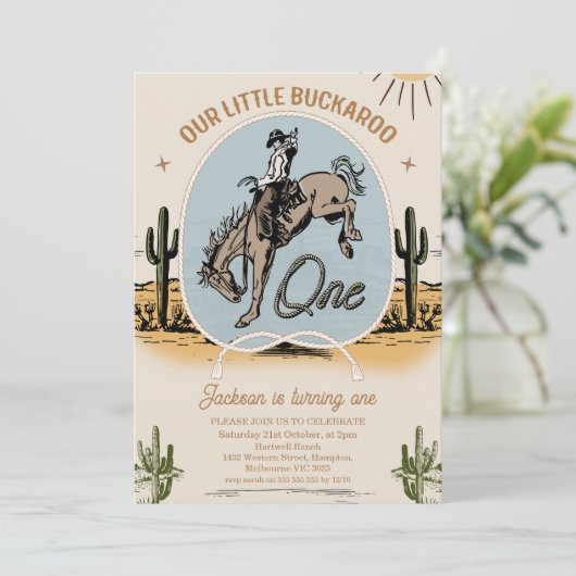  Onze Kleine Buckaroo Western 1e Verjaardag Kaart (Staand voorkant)