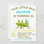 Onze kleine bug, sprinkhaan, verjaardagsfeestje kaart (Voorkant)
