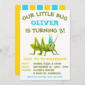 Onze kleine bug, sprinkhaan, verjaardagsfeestje kaart (Voorkant / Achterkant)