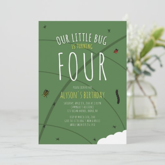 Onze kleine bug verjaardagsuitnodiging kaart (Staand voorkant)