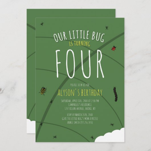 Onze kleine bug verjaardagsuitnodiging kaart (Voorkant / Achterkant)