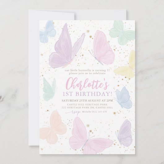 Onze kleine Butterfly-pastel regenboogdag Kaart (Voorkant)