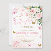 Onze kleine Butterfly roze Floral Birthday Kaart (Voorkant)