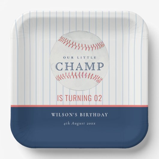 Onze kleine Champ Baseball elke zondag.. Papieren Bordje (Voorkant)