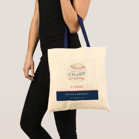Onze kleine Champ Baseball elke zondag.. Tote Bag (Voorkant (product))