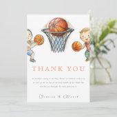 Onze kleine Champ Basketbal Basket Boy Baby shower Bedankkaart (Staand voorkant)