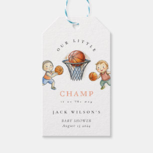 Onze kleine Champ Basketbal Basket Boy Baby shower Cadeaulabel