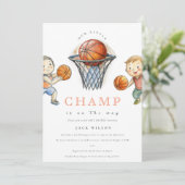 Onze kleine Champ Basketbal Basket Boy Baby shower Kaart (Staand voorkant)