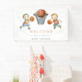 Onze kleine Champ Basketbal Basket Boy Baby shower Spandoek (Insitu)