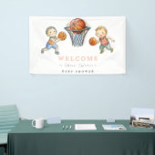 Onze kleine Champ Basketbal Basket Boy Baby shower Spandoek (Beurs)