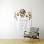 Onze kleine Champ Basketbal Basket Boy Baby shower Wandkleed (In situ)