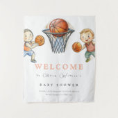 Onze kleine Champ Basketbal Basket Boy Baby shower Wandkleed (Voorkant)