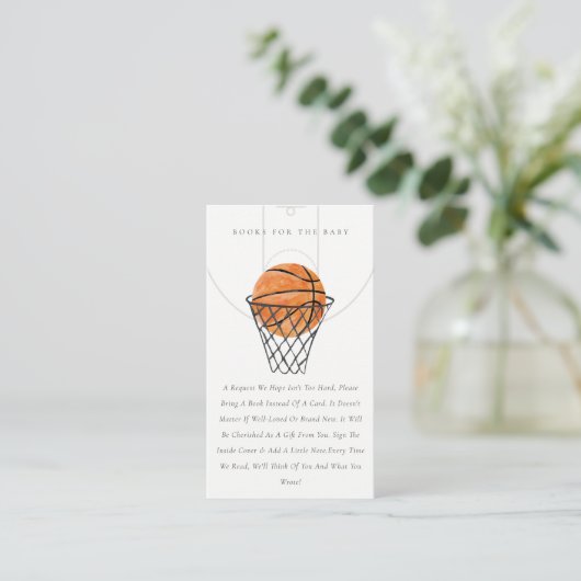 Onze kleine Champ Basketball Books voor Baby showe Informatiekaartje (Staand voorkant)