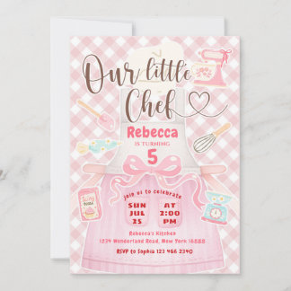 Onze Kleine Chef Meisje Roze Gingham Bakken Verjaa Kaart