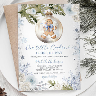 Onze kleine Cookie Blue Snowflake Boy Baby shower Kaart