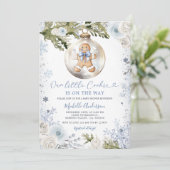 Onze kleine Cookie Blue Snowflake Boy Baby shower Kaart (Staand voorkant)