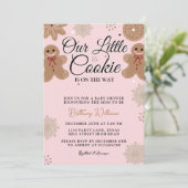 Onze kleine Cookie Meisje Roze Kerst Baby shower Kaart (Staand voorkant)