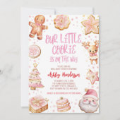 Onze kleine Cookie Roze Kerstmeisje Baby shower Kaart (Voorkant)