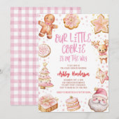 Onze kleine Cookie Roze Kerstmeisje Baby shower Kaart (Voorkant / Achterkant)