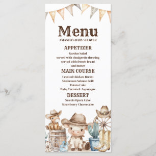 Onze Kleine Cowboy Baby Shower Cactus Woestijn Men Menu