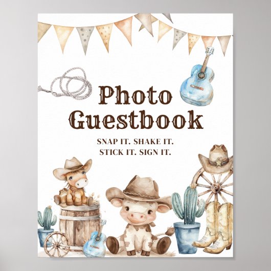 Onze kleine Cowboy Baby shower foto gastenboek Poster (Voorkant)