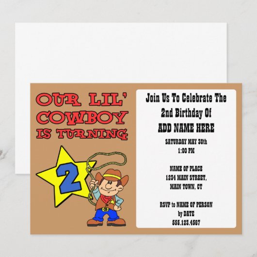 Onze kleine cowboy draait twee om. kaart (Voorkant / Achterkant)